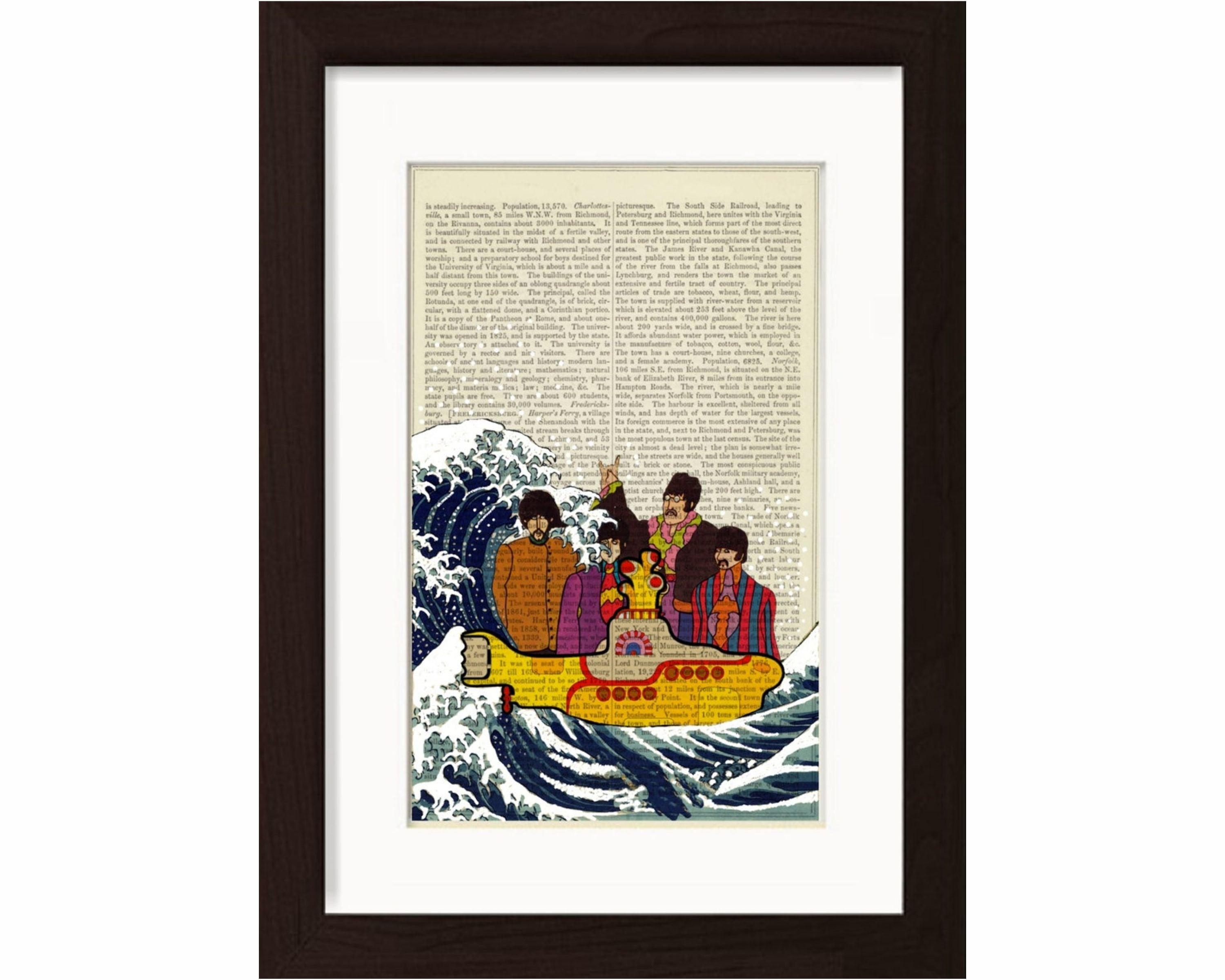 Fun Beatles Yellow Submarine Mixed Media With Acrylic Painting of ...